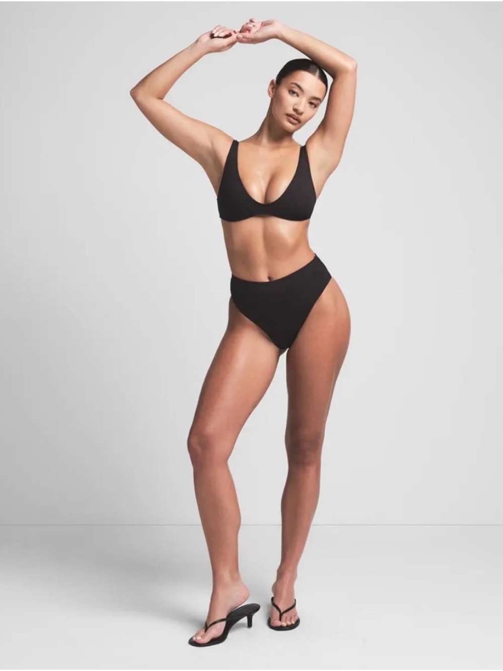 SKIMS SIGNATURE SWIM MID WAIST BOTTOM - NWT  - XL - ONYX